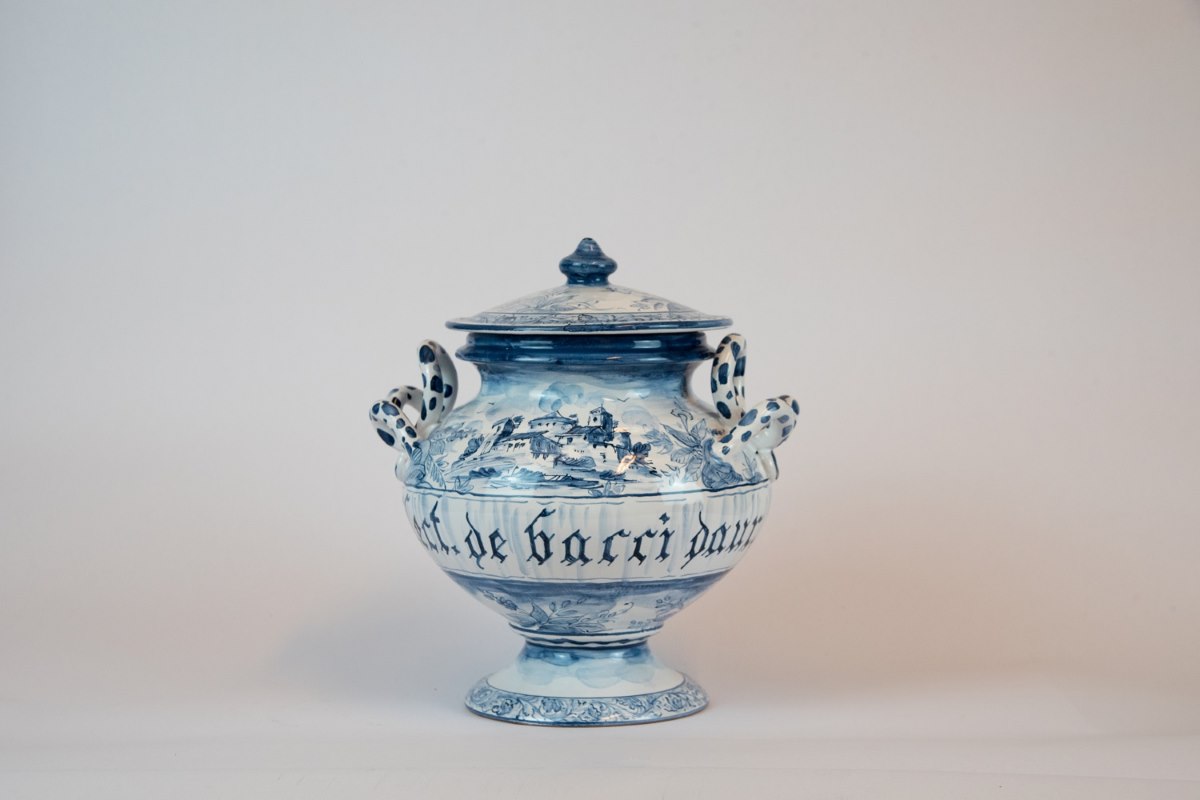 Grande vaso decoro orientale. Tradizione. Ceramiche Pierluca. Albisola, Savona.