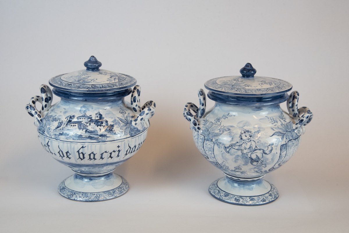 Grande vaso decoro orientale. Tradizione. Ceramiche Pierluca. Albisola, Savona.